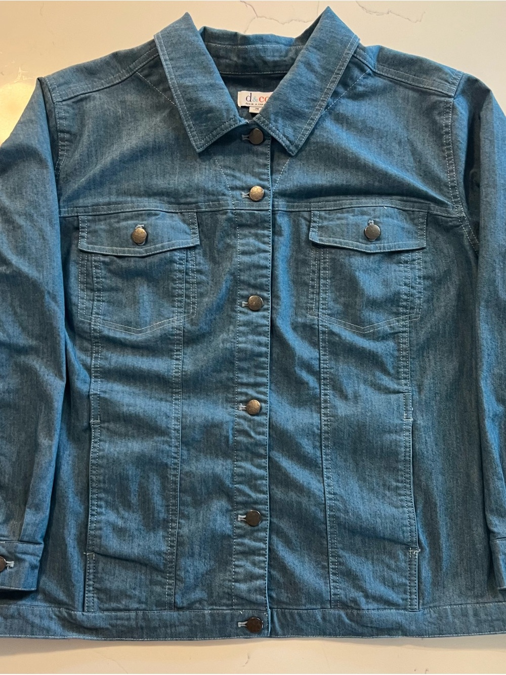 Denim&Co Women's Blue Denim Button-Front Jean Jacket